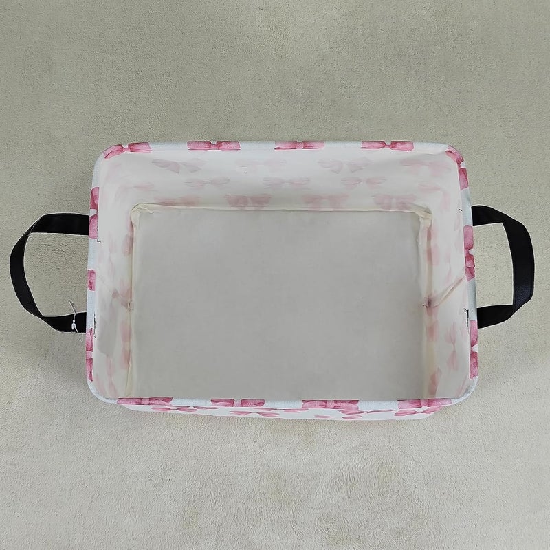 ONOEV Rectangular Kids Laundry Basket Girls' Waterproof Storage Bins Pink Gift Basket Suitable For Home Decoration Office and Toy Storage(Pink Knot) - Image 5